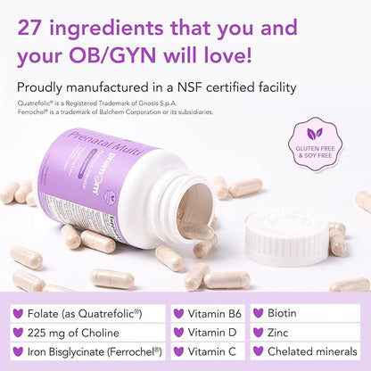 Premom Prenatal Vitamins for Women - Conception for Her Multivitamin: 27 Nutrients, Includes Methyl Folate + Choline + Iron, Traceable Ingredients, Fertility Supplements for Women, Vegan, Non-GMOs