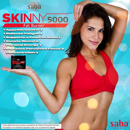 Saba Skinny 5000 -Fat Loss -Weight Loss-Appetite Control -Mild Jitter-Free Energy- Focus -60 Capsules