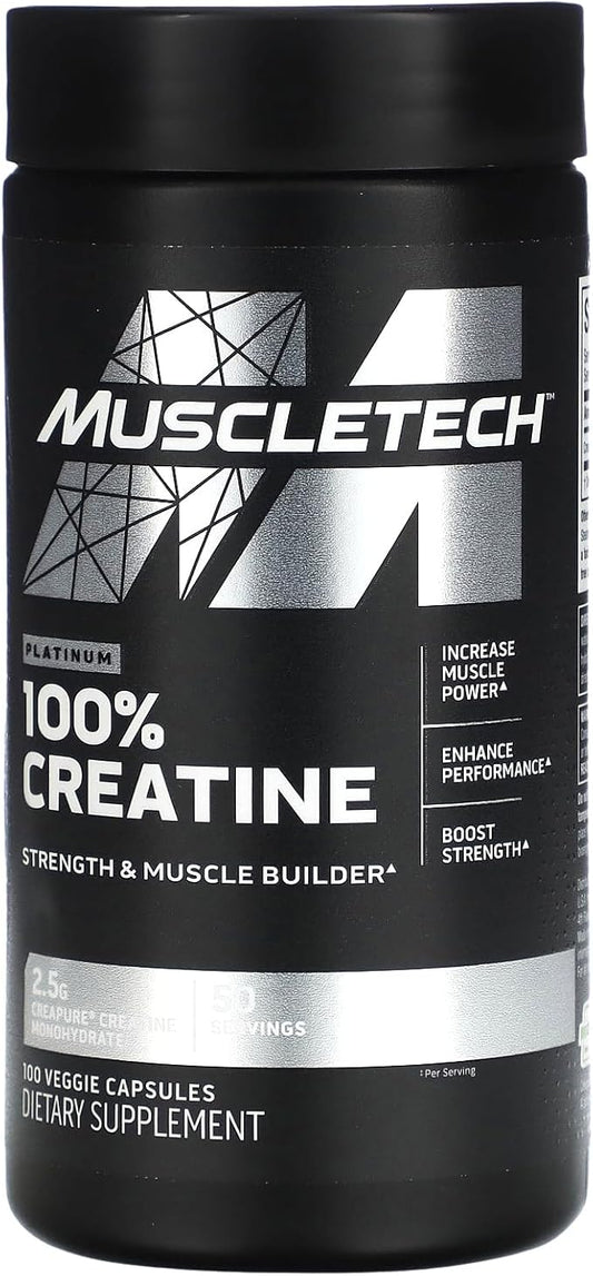 MuscleTech Platinum 100% Creatine Pills | Creatine Monohydrate Pill| | Muscle Recovery + Builder for Men & Women | Workout Supplements | 100 Count