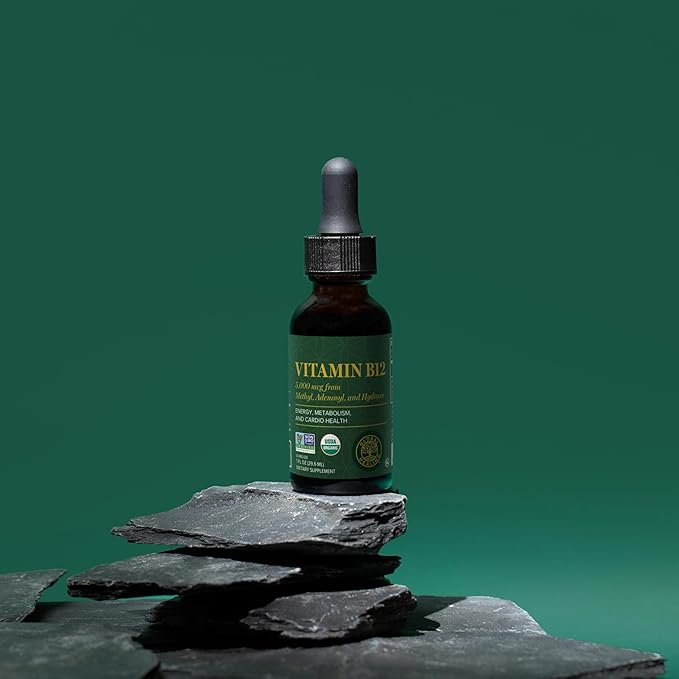 Global Healing Vitamin B12 5000 mcg, Organic Sublingual Liquid Drops | 3-in-1 Methylcobalamin, Adenosylcobalamin, Hydroxo Blend, 1 Fl Oz (2-Pack)