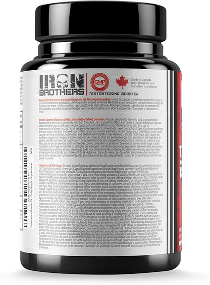 Iron Brothers Supplements Testosterone Booster for Men, 90 Capsules | Testosterone Supplements for Men to Enhance Muscle Growth | Estrogen Blocker | Promotes Fat Loss & Increase Performance - 30 Days