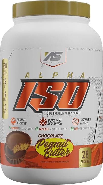ISO, Low Carb 100% Whey Protein Isolate Powder, 25 Grams Per Serving, Helps Support Muscle Growth, Low Sugar and Gluten Free (Chocolate Peanut Butter, 2 lb)