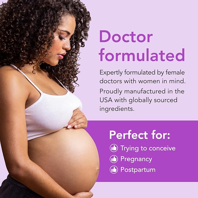 Premom Prenatal Vitamins for Women - Conception for Her Multivitamin: 27 Nutrients, Includes Methyl Folate + Choline + Iron, Traceable Ingredients, Fertility Supplements for Women, Vegan, Non-GMOs