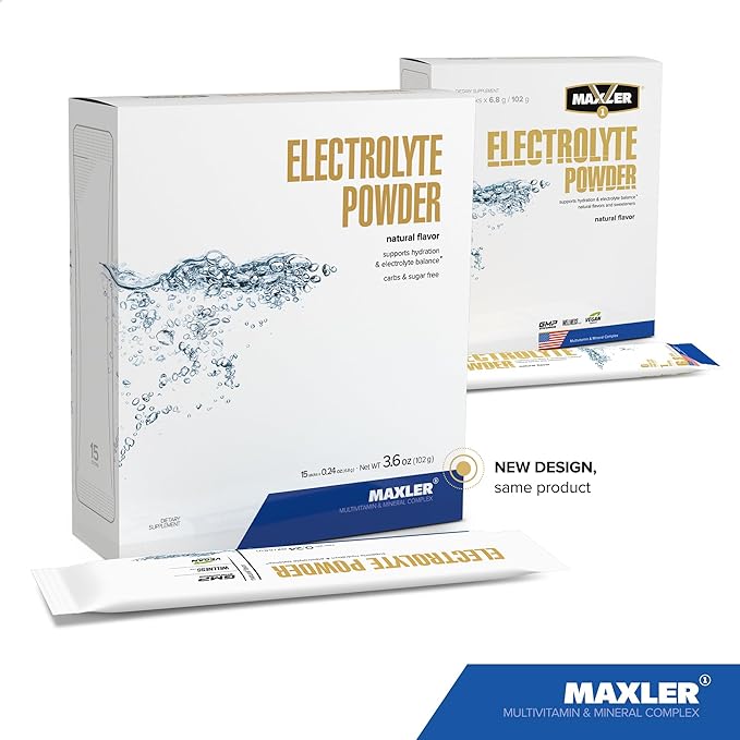 Maxler Electrolyte Powder - Hydration Packets Drink Mix with Trace Mineral Complex - Keto Electrolytes Powder Packets with Natural Flavors and Sweeteners - 15 Servings - Natural
