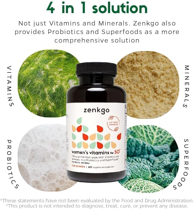 Multivitamin for Women 50 Plus, PMS Relief, Skin, Hair & Nails, Supports Joint & Bone, Heart Health, Eye Health, Turmeric, Coq10, Ginkgo, Lutein, Black Cohosh, Vitamins B6, B12, D3, K2 (60Ct)