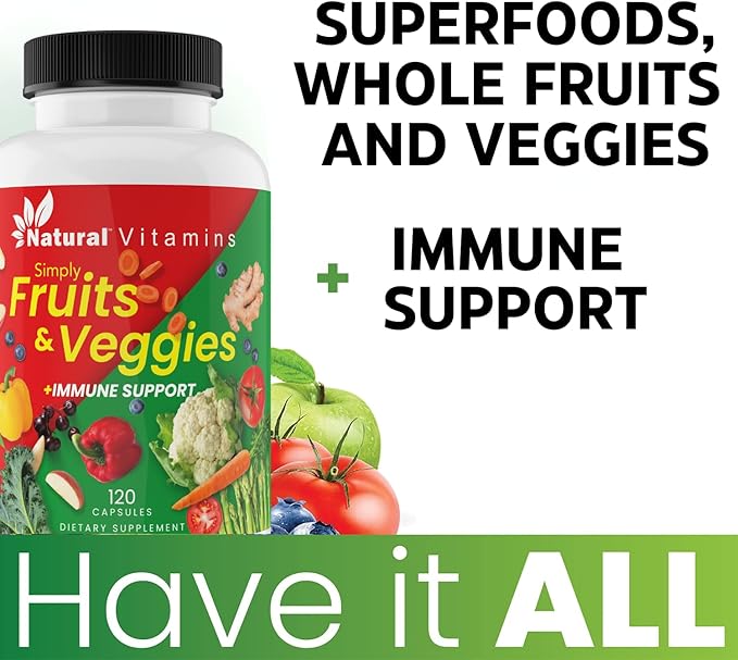 Fruits & Veggies Supplement Capsules - High-Potency Daily Wellness Blend - Packed with Essential Vitamins, Antioxidants, and Minerals - Supports Balanced Nutrition & Optimal Health (Red & Green)