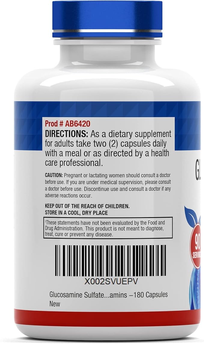 Glucosamine Sulfate Capsules 2000 MG (180 Count) | Joint Support* Supplement for Women & Men | Produced in The USA | Promotes Flexibility & Mobility
