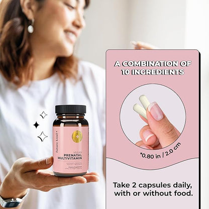 Future Kind Vegan Prenatal Vitamin - (60ct) Prenatal Vitamins with DHA & L-MethylFolate in Glass Bottle - Prenatal Folate Supplement for Women with Vitamin D & E, Iron, Biotin, Gluten-Free & Non-GMO