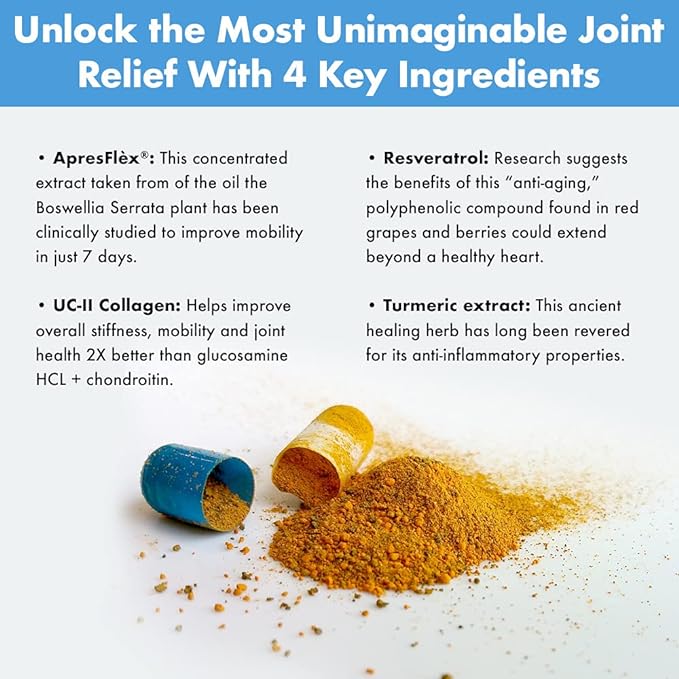 Instaflex Advanced Joint Support Supplement - Turmeric, Resveratrol, Boswellia Serrata Extract, BioPerine, UC-II Collagen- 30 Count