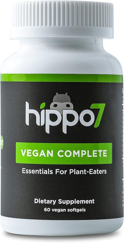 Vegan Complete Multivitamin Vitamin B12, Vitamin D, Omega-3 DHA+EPA, Calcium, Iodine, Zinc & Iron. (1 Bottle, 60 Softgels)