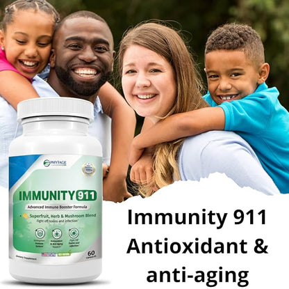 Immunity 911 Supplement - with Natural Ingredients Like Turmeric, Vitamin C, B6, E, Zinc - High Potency Immune Support -60 Capsules