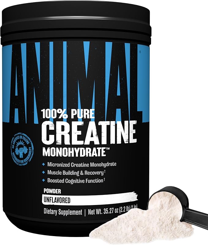 Animal Micronized Creatine Monohydrate Powder - Delays Muscle Fatigue, Supports Muscle Growth, Endurance, ATP Production, Cognitive Function, Strength, and Recovery for Men & Women - Unflavored, 1000g