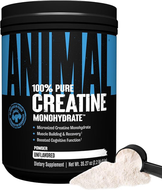 Animal Micronized Creatine Monohydrate Powder - Delays Muscle Fatigue, Supports Muscle Growth, Endurance, ATP Production, Cognitive Function, Strength, and Recovery for Men & Women - Unflavored, 1000g
