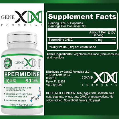 Genex Formulas 10mg Spermidine Supplement for Healthy Aging & Cell Renewal - Vegan, Non-GMO, Gluten-Free (3 Pack)