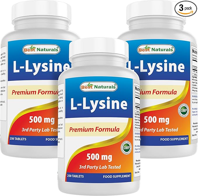 Best Naturals L-Lysine 500 mg 250 Tablets (250 Count (Pack of 3))