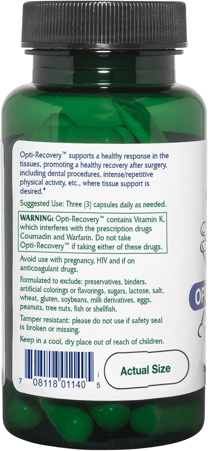 Vitanica Opti-Recovery, Pre & Post Surgery Support, Wound Care, BBL, Tummy Tuck, C Section & Postpartum Vitamin Essentials Healing Support, Scar, Shoulder, Hysterectomy, Breast & Lipo, Vegan, 60 Caps