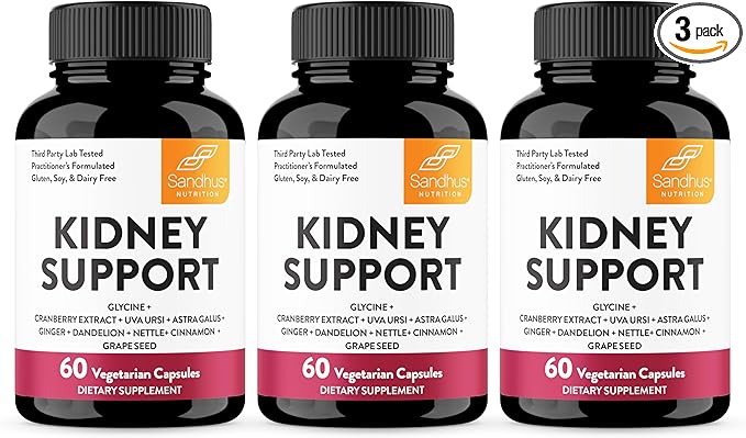 Sandhu's Kidney Cleanse Detox & Support Supplement for Men and Women | with Cranberry Extract | Helps Support Kidney & Urinary Tract Health | 60 Vegetarian Capsules (Pack of 3)
