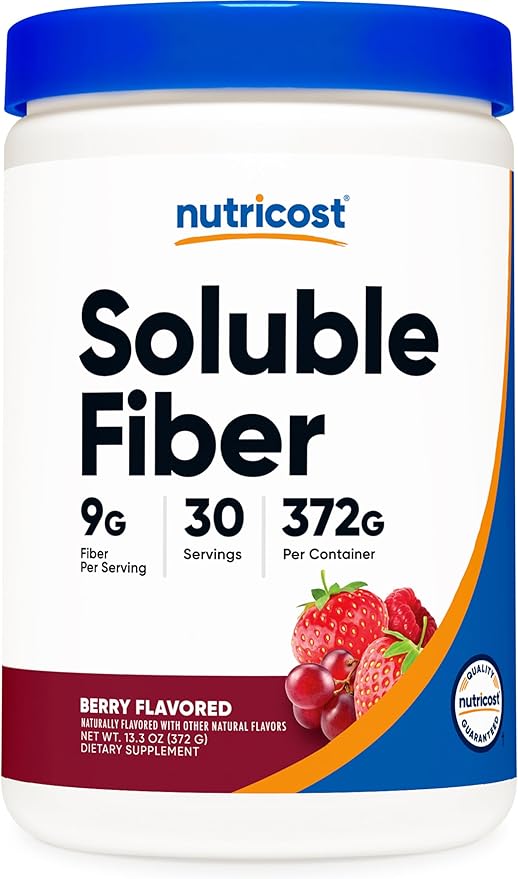 Nutricost Soluble Fiber (Berry Flavored) 30 Servings - Vegan, Non-GMO, Gluten Free