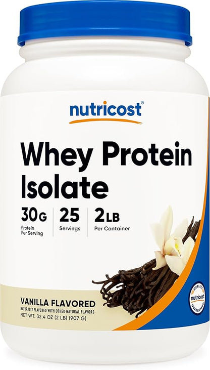 Nutricost Grass-Fed Whey Protein Isolate (Vanilla) 2LBS - Non-GMO, Gluten Free, Natural Flavors