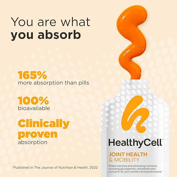 Healthycell Joint Health & Mobility - Glucosamine Chondroitin Joint Support Supplement with Curcumin and Hyaluronic Acid for Joint Comfort, Flexibility, Relief - Maximum Absorption - 30 Gel Packs