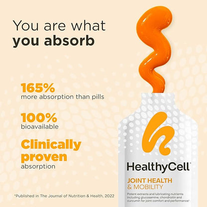 Healthycell Joint Health & Mobility - Glucosamine Chondroitin Joint Support Supplement with Curcumin and Hyaluronic Acid for Joint Comfort, Flexibility, Relief - Maximum Absorption - 30 Gel Packs