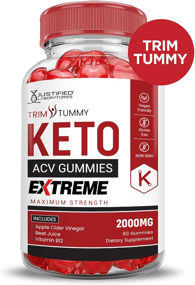 (5 Pack) Trim Tummy Keto ACV Gummies Extreme 2000MG Trim Tummy Keto Gummies Apple Cider Vinegar Formulated with Pomegranate Beet Juice Powder B12 Vegan Non GMO 300 Gummys