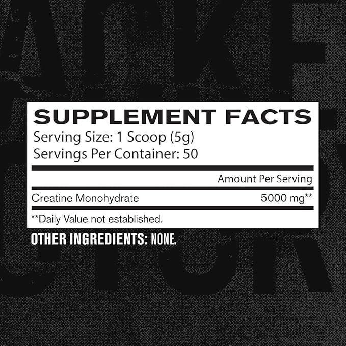 Jacked Factory Creatine Monohydrate Powder 250g - Creatine Supplement for Muscle Growth, Increased Strength, Enhanced Energy Output and Improved Athletic Performance 50 Servings, Unflavored