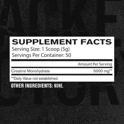 Jacked Factory Creatine Monohydrate Powder 250g - Creatine Supplement for Muscle Growth, Increased Strength, Enhanced Energy Output and Improved Athletic Performance 50 Servings, Unflavored