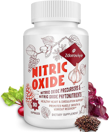 Nitric Oxide Supplement for Men, 2,255mg Per Serving – 13 in 1 Nitric Oxide Precursor & Nitric Oxide Phytonutrients Complex for Heart, Immune - 90 Capsules (1 Pack)