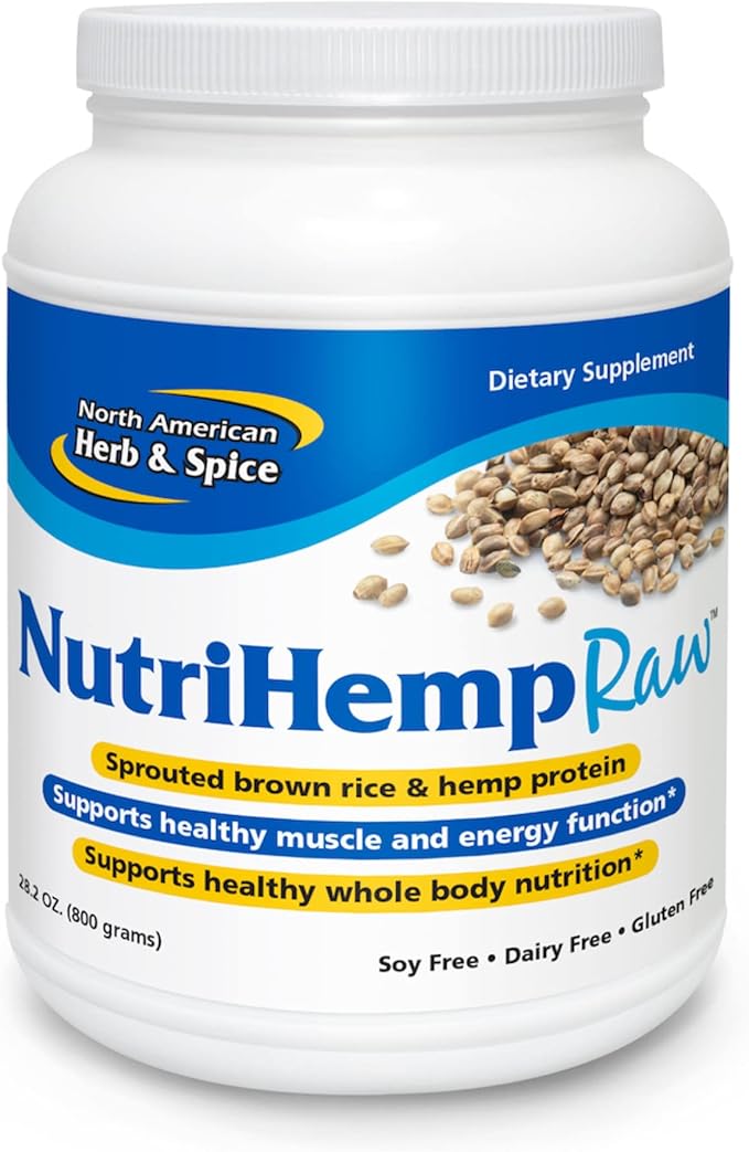 North American Herb & Spice NutriHemp Raw - 28.2 oz - Sprouted Brown Rice & Hemp Protein - Supports Healthy Muscle, Whole Body Nutrition & Energy Function - Vegan, Non-GMO - 28 Servings