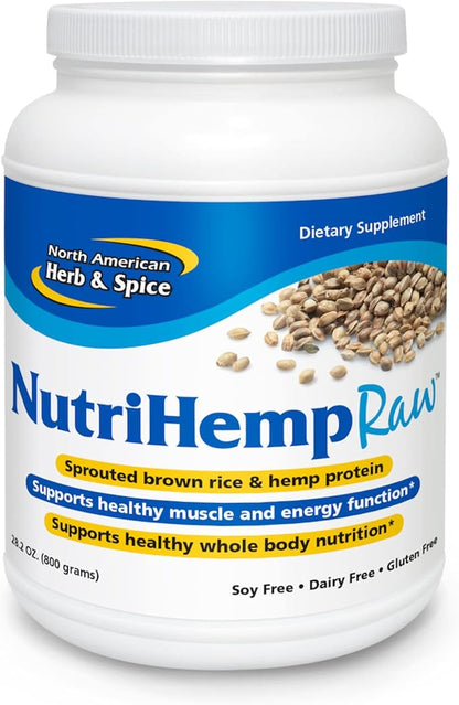 North American Herb & Spice NutriHemp Raw - 28.2 oz - Sprouted Brown Rice & Hemp Protein - Supports Healthy Muscle, Whole Body Nutrition & Energy Function - Vegan, Non-GMO - 28 Servings