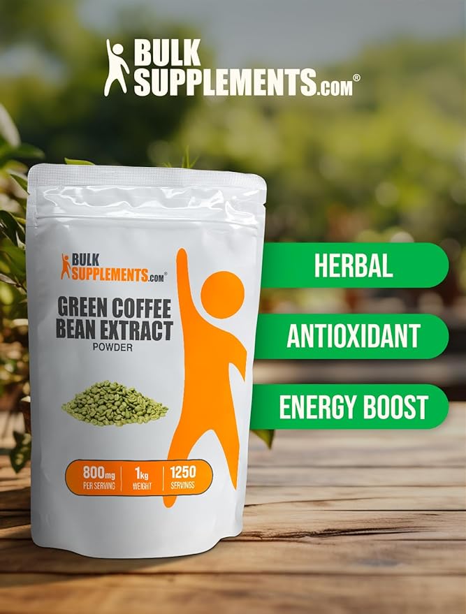 BulkSupplements.com Green Coffee Bean Extract Powder - Green Coffee Bean Supplements, Green Coffee Bean Powder - Energy Support, Gluten Free, 800mg per Serving, 5kg (11 lbs) (Pack of 5)