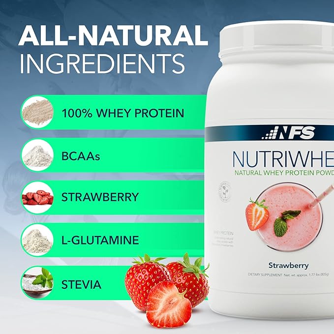 NF Sports Post Workout Nutri Whey Protein Powder, Dietary Supplement, Amino Energy, Supports Immunity, BCAA Powder, Helps Fight Stress (Alpine Strawberry Powder, 828g, 23 Servings)
