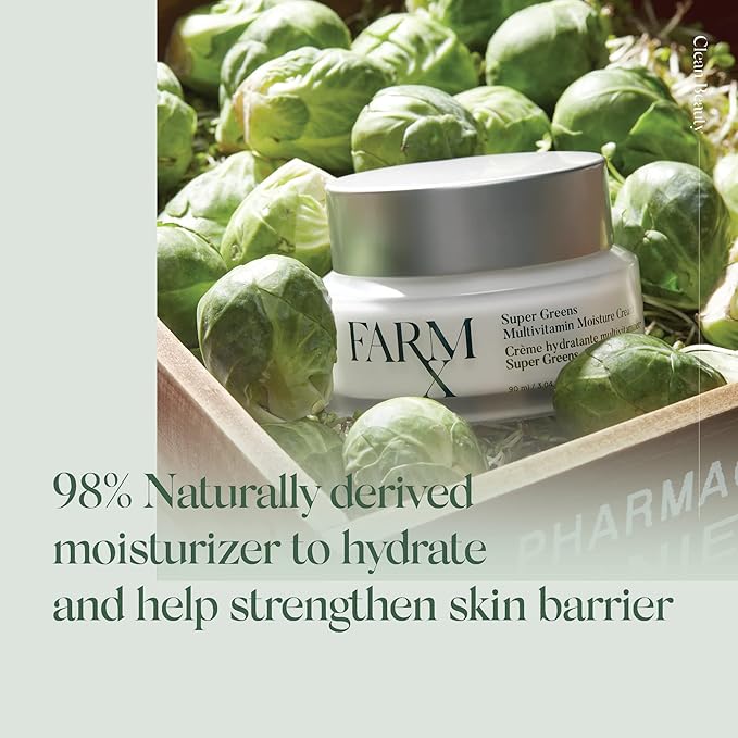 Farm Rx Super Greens Multivitamin (Vitamin A,B,C &E) Moisture Cream - Vegan Daily Face Cream to Revitalize and Nourish Your Skin (90ml/3.04 fl oz) Supporting the Skin Barrier Function for Healthy Looking Skin