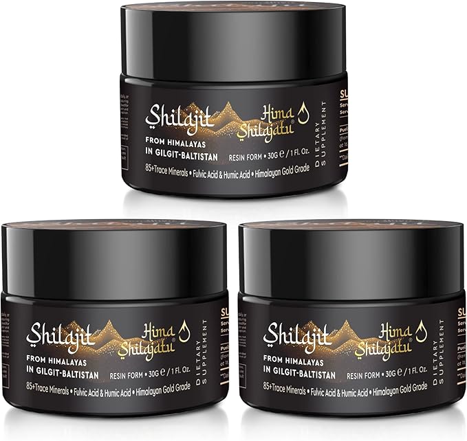 Shilajit Purest Himalayan Shilajit Resin - Gold Grade 100% Pure Shilajit with Fulvic Acid & 85+ Trace Minerals Complex for Energy & Immune Support, Pack of 3 (6 Months Supply)