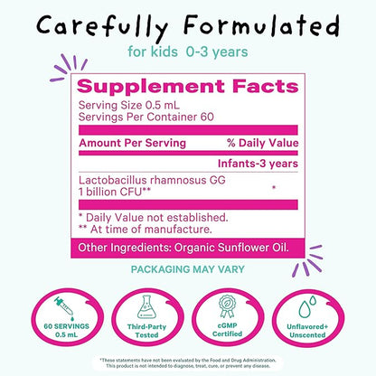 Pink Stork Baby Probiotic Drops, Newborn, Infant & Toddler Probiotics to Help Aid Digestion and Constipation Support, Newborn Essentials - 1 fl oz, 2 Month Supply