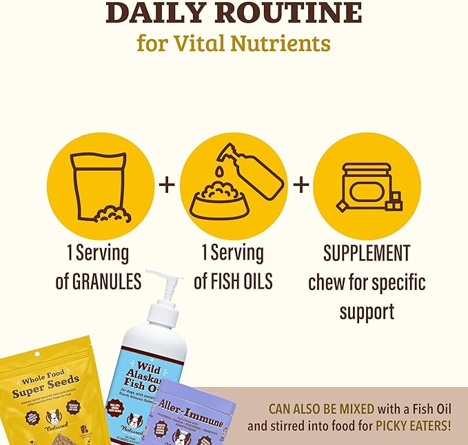 Natural Dog Company Super Seeds Dog Food Topper, Omega-Rich, Natural Dog Multivitamin, Superfood Dog Supplement, Dog Coat and Skin Health, Grain-Free Dog Supplement, Daily Dog Nutrition Boost, 8 Oz