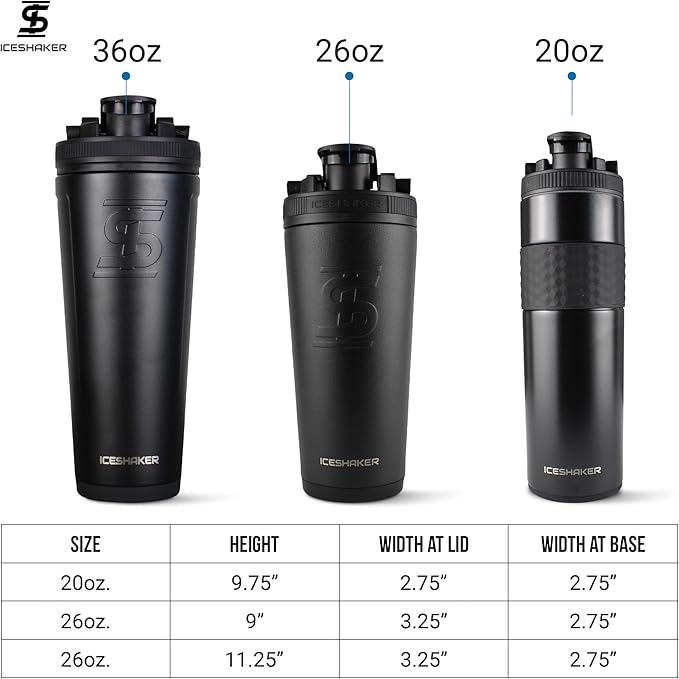 Ice Shaker Insulated Stainless Steel Shaker Bottle | 26oz, Purple | Cold for 30+ Hours | Insulated Cup with Twist-on Agitator | Odor-Free Shaker Cup for Protein Shakes, Water, Smoothies, Cocktails