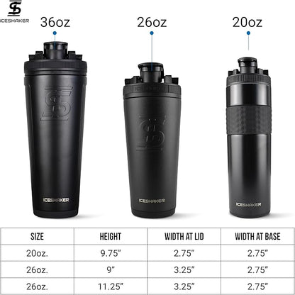 Ice Shaker Insulated Stainless Steel Shaker Bottle | 26oz, Purple | Cold for 30+ Hours | Insulated Cup with Twist-on Agitator | Odor-Free Shaker Cup for Protein Shakes, Water, Smoothies, Cocktails