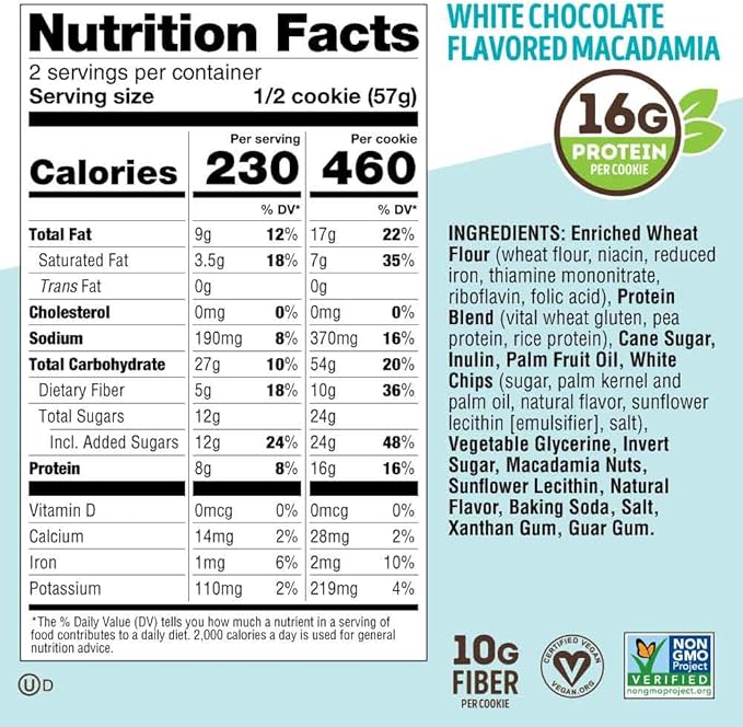 Lenny and Larry's The Complete Cookie, White Chocolate Macadamia, 4 Ounce (Pack of 12)