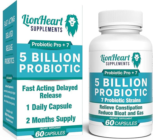Probiotics for Constipation - Bowel Movement - Bloat and Gas Relief - probiotic Supplement with acidophilus & bifidobacterium - for Men & Women 60 caps