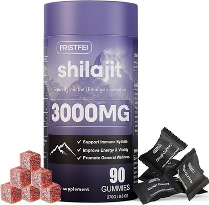 Pure Himalayan Shilajit Gummies for Men & Women - 100% Natural & Organic | 85+ Trace Minerals & Fulvic Acid | 90 Count | Individually Packaged