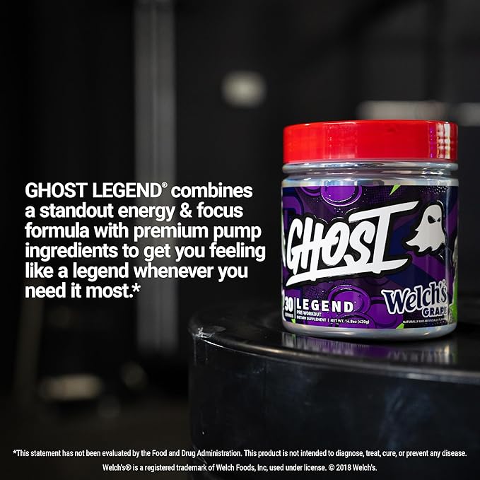 GHOST Legend V3 Pre-Workout Powder, Welch's Grape - 30 Servings – Pre-Workout for Men & Women with Caffeine, L-Citrulline, & Beta Alanine for Energy & Focus - Vegan Friendly, Free of Soy & Gluten