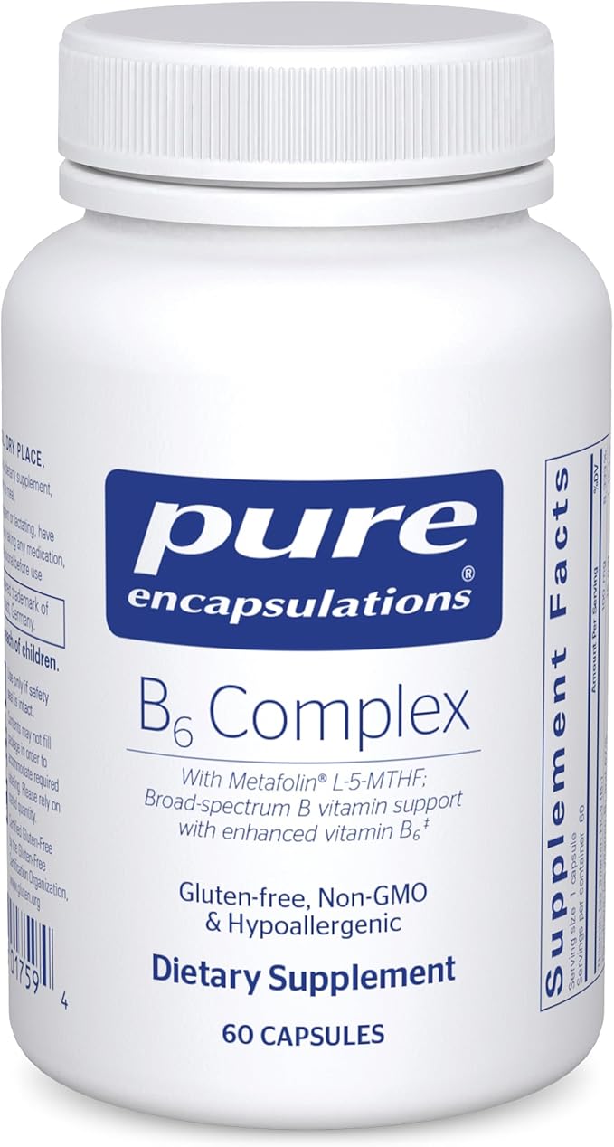Pure Encapsulations B6 Complex - Supports Nervous System & Brain Health* - Includes B Vitamins - Contains Enriched Vitamin B6 - Non-GMO & Gluten Free - 60 Capsules