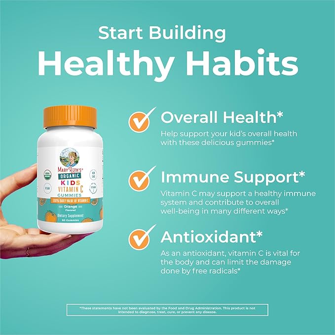 MaryRuth's Kids Vitamin C Gummies | Supplement for Immune Support & Overall Health | Immune Support Supplement | Vitamin C for Kids Ages 4+ | USDA Organic | Vegan | Non-GMO | 60 Servings