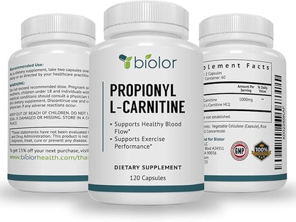 Biovy High Absorption Propionyl-L-Carnitine (PLCAR) No Artificial Fillers - Effective Propionyl L Carnitine HCL Supplement to Support Blood Circulation - 120 Capsules