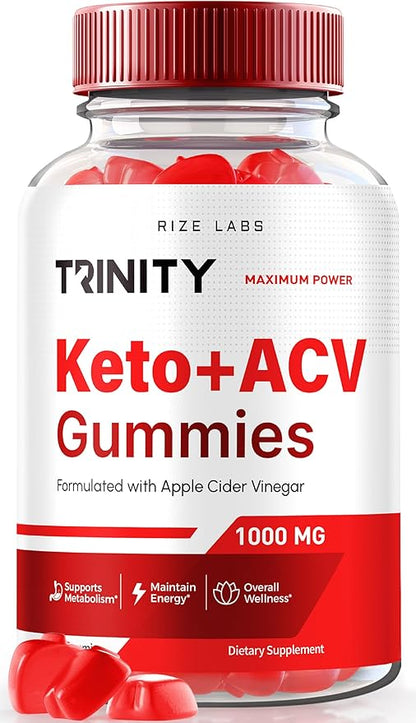 Trinity Keto+ACV Gummies for Advanced Weight Loss, All Natural Apple Cider Vinegar Supplement, 500 mg (60 Gummies)