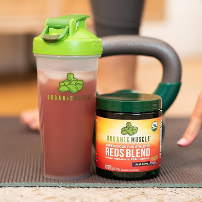 Organic Muscle Super Reds Powder - Organic Greens and Reds Superfood Powder with Organic Acai Berry, Pomegranate & Cranberry for Natural Energy & Metabolism Boost - Vegan & Non-GMO, 30 Servings