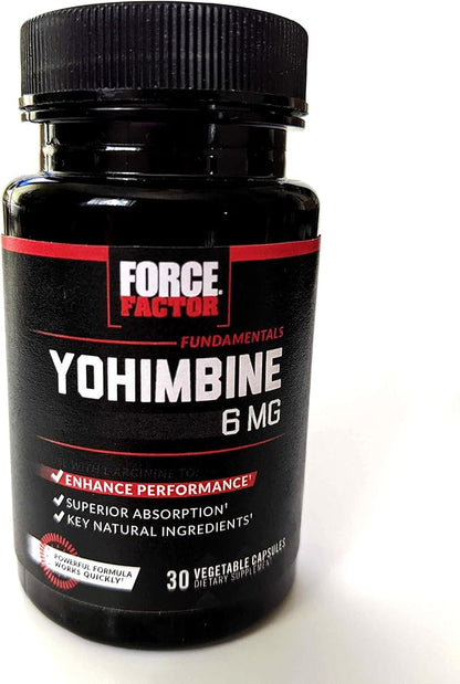 Force Factor Yohimbine Supplement for Men, Yohimbe Bark Extract with Superior Absorption to Enhance Performance, 6mg Yohimbine Bark Pills with Key Natural Ingredients, 30 Count (Pack of 4)