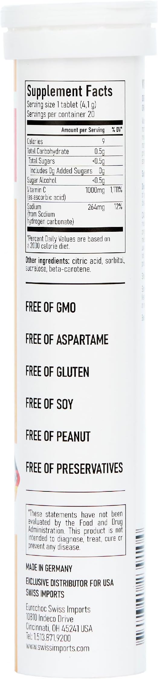 Effervescent Vitamin C 1000mg Dietary Supplement, 3-Pack, 60 Tablets